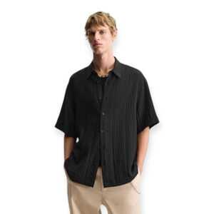 Zara Raised Jacquard Shirt in Black